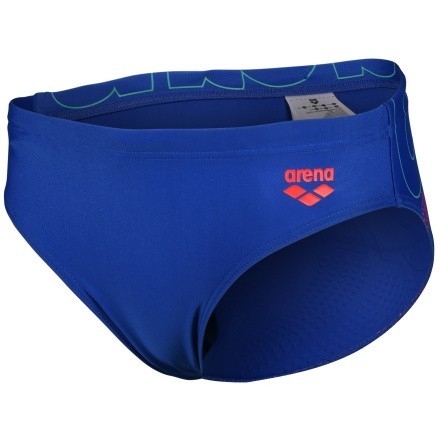 Arena Boys' Feel Graphic Swim Briefs, Royal/Fluo Red, 140cm - Picture 1 of 6