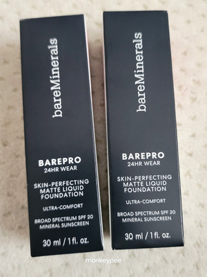 2x Lot bareMinerals BAREPRO FAIR 05 COOL Skin Perfecting MATTE Liquid Foundation