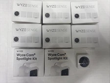 (7)-Wyze Sense Starter Kit Motion Sensor (2)-Cam Spotlight Kit Home Security