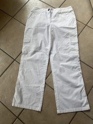 463 AB Studio Women s White Cargo Cropped Capri Pants With Rolled Cuffs Size 2