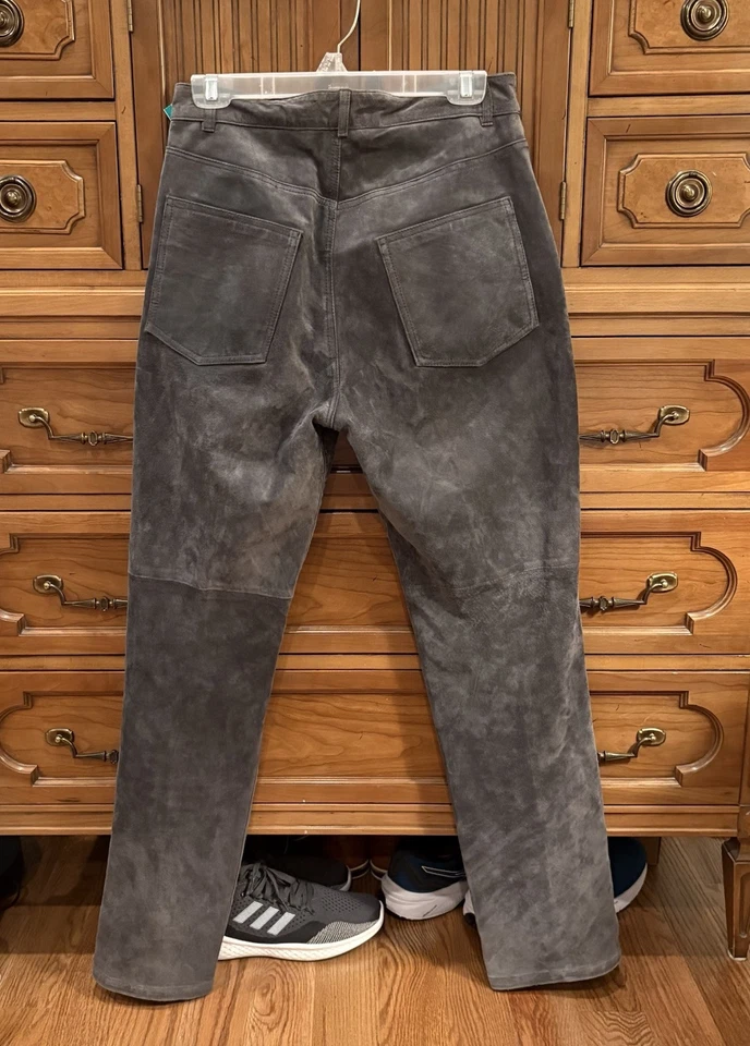 For Joseph VNTG Suede Gray Leather Straight Pants Women’s 29 High Rise 5 Pocket - Image 2 of 4
