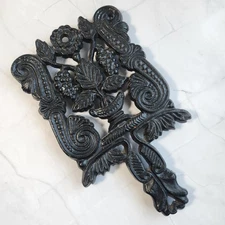 Vintage Cast Iron Trivet Grape Scroll Pattern J.Z.H 1950