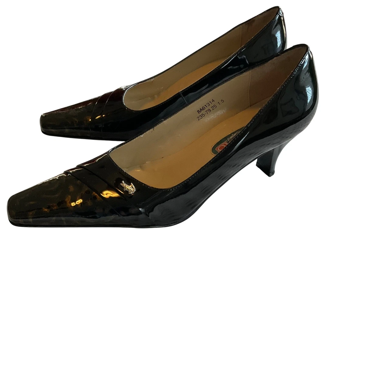 Escarpins Laura Ashley Ramona - Talon Bloc Carré - Taille US 9.5 (US Women) - Cuir Verni Noir - Neuf Avec Boîte