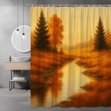 Autumn Landscape Shower Curtain - Rustic Nature Design