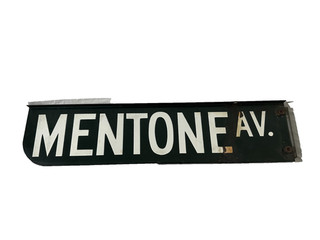 Original Vintage Los Angeles Street Sign Mentone Ave Steel (1948 1962) Municipal