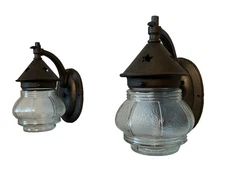 pair  1920-1930's iron Arts & Crafts Tudor sconces