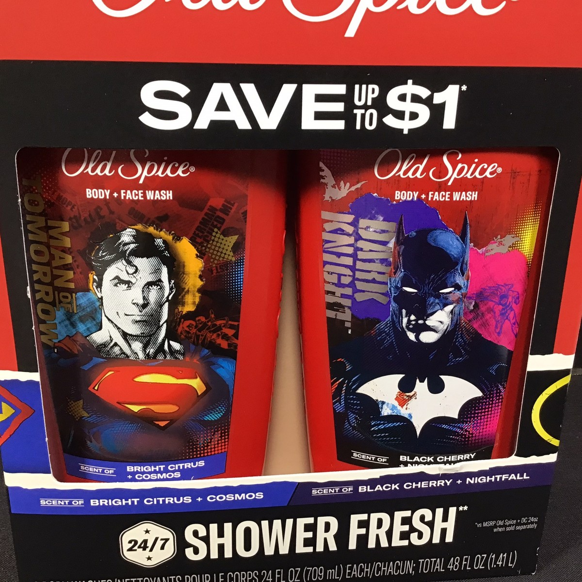 限定コラボ Old Spice ダークナイト&マンオブトゥモロー 4本セット Old Spice Body Wash Superman Man of Tomorrow Batman Dark Knight