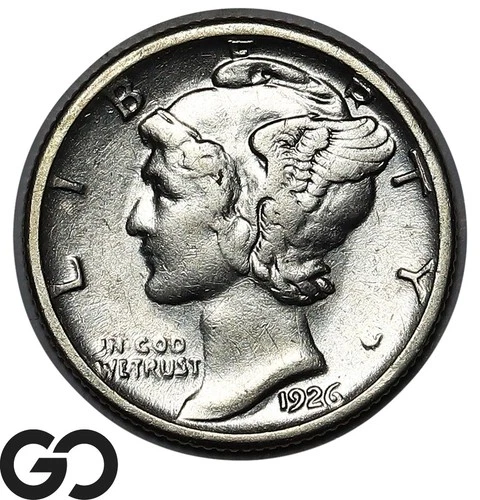 1926-S Mercury Dime, Key-Date, AU+ Low Mintage