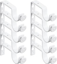 White Adjustable Curtain Rod Brackets 10 Pack Drapery Rod Bracket for Maximum...