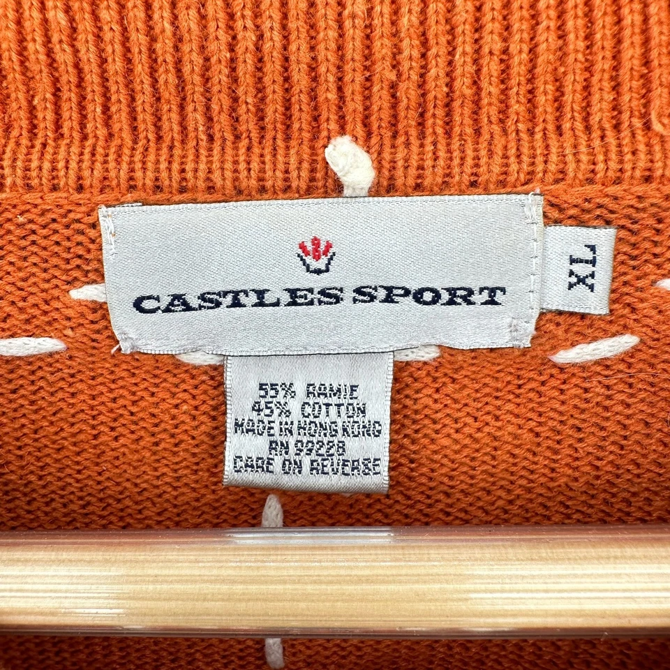 Cárdigan Suéter XL Bordado De Colección Castillos Deportivo Naranja Texas Longhorns Cremallera Foto 3 de 4