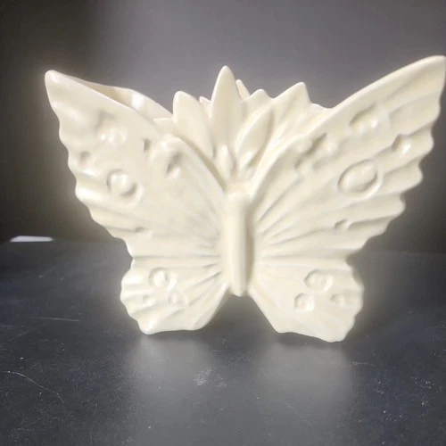 McCoy Pottery Yellow Butterfly Shaped Planter Vase Matte glaze 1940s