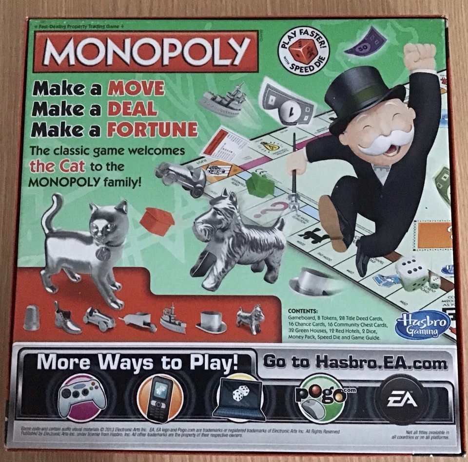 Monopoly Board Game with Cat Token Hasbro Gaming Used Complete Excellent - Image 2 of 4