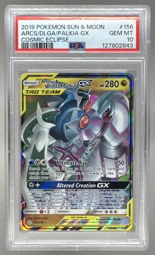 Arceus Dialga Palkia GX 2019 Pokemon Sun Moon Cosmic Eclipse #156 PSA 10