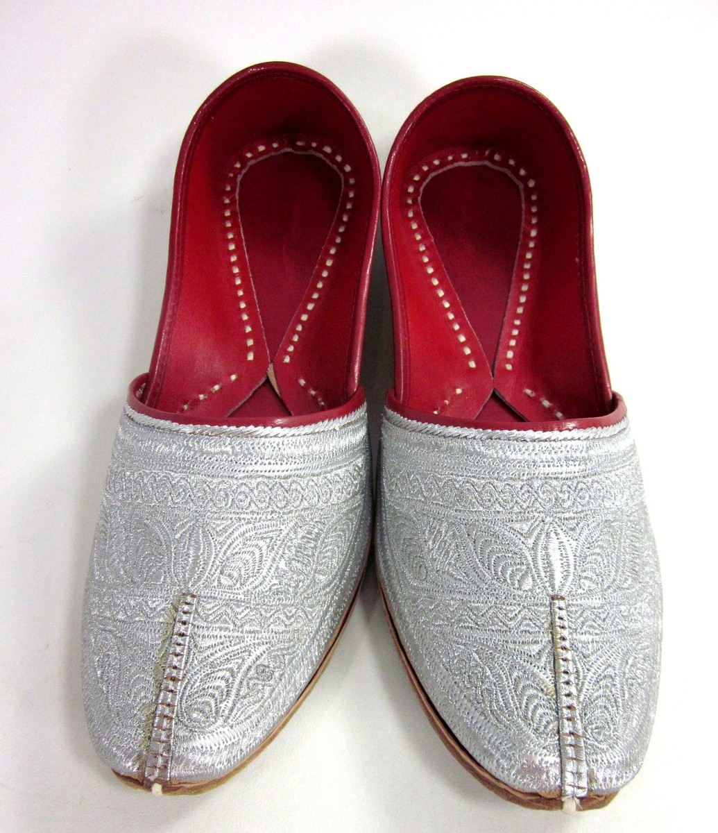 ✨ Khussa Punjabi Jutti Mojari Silver Zari Embroidery US 10 Wedding Bollywood[3B] 61gqmaX0VWL._AC_SY300_QL30_.jpg main image 4