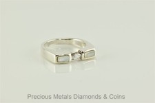 Sterling Silver Flat Top Mother of Pearl Oval Accent Ring 925 Sz: 7.5