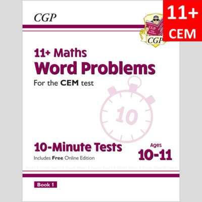 11 Plus Year 6 CEM Maths Word Problems 10 Minute Test  with Answer Book 1 Cgp
