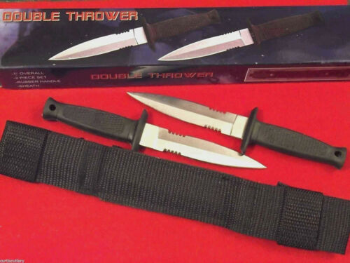 Double Thrower 210233 Black Rubber handle 2 pc dagger belt knives 7" overall NEW - Picture 2 of 4