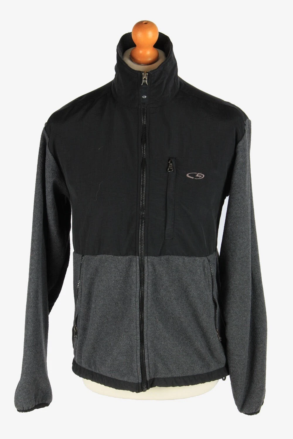 Champion Fleece Jacket Vintage Men Warm Thermal Dark Grey S-IL2563