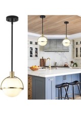 Mid Century Pendant Light Fixture Gold And Black For Kitchen Island Or Hall Way