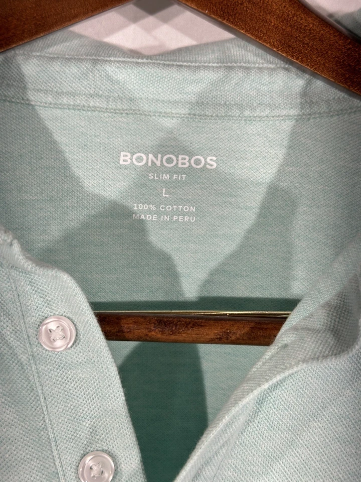 Camisa Polo Bonobos Para Hombres Grande Gris Golf Algodón Calce Ajustado Cuello Camisa - Usada en Excelente Condición Foto 3 de 4