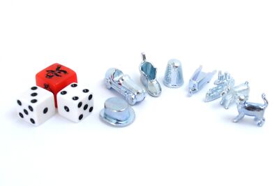 Monopoly Figuren und Würfel silber inkl Tempowürfel Version mit Katze Brettspiel