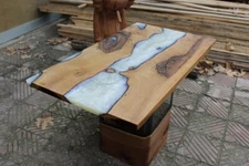 White Epoxy Table, dining, sofa, Side center table top,Custom Order, Countertops