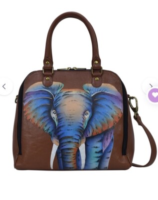 Anuschka Organizer Satchel Elephant Both Sides Leather RFID Blocker