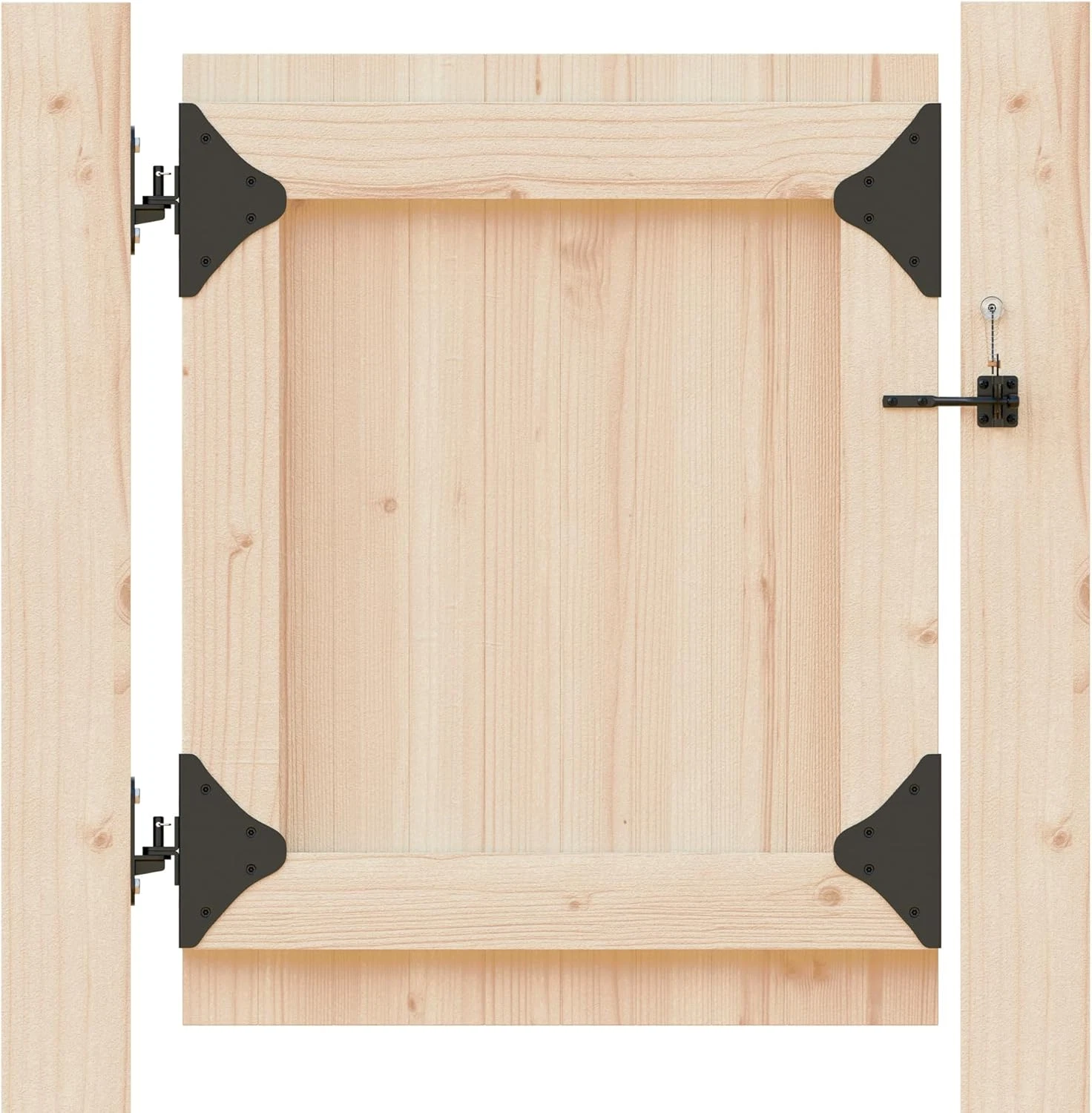 Kit para puerta resistente con bisagras de ángulo recto, para cercas de madera