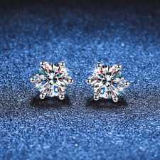 0.6-4cttw Real Moissanite Screw Ball Women Earrings 6 Prong 925 Silver