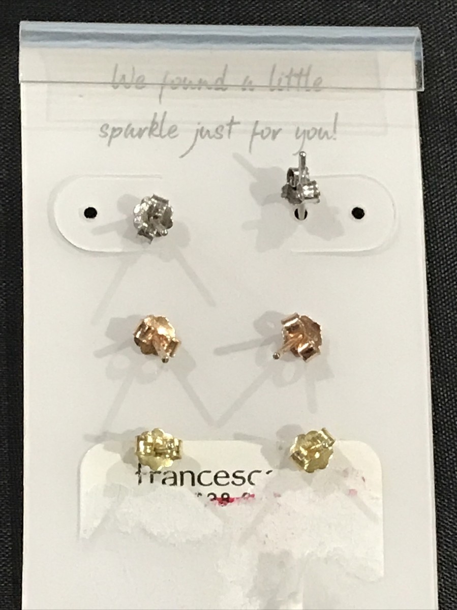 FRANCESCA'S SIGNATURE SILVER EARRINGS STERLING CUBIC ZIRCONIA