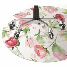 B&uuml;rostuhlunterlage Bodenmatte Stuhlunterlage Rote Blumen Rund 100cm