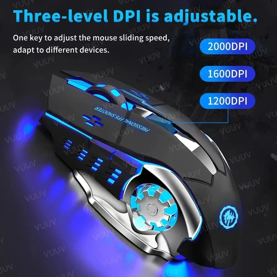 Bluetooth Mouse Gaming Computer Rechargeable Wireless Mouse USB Mechanical E-Spo - Image 3 of 4