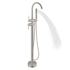 Freestanding Bathtub Faucet | Floor Mount Tub Filler Swivel Gooseneck Spout