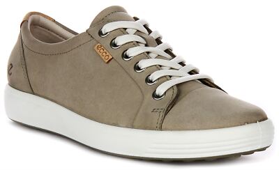 Ecco Soft On Train Kontrast lange Spitze Leder Damen Sneaker in Taupe UK 3-9