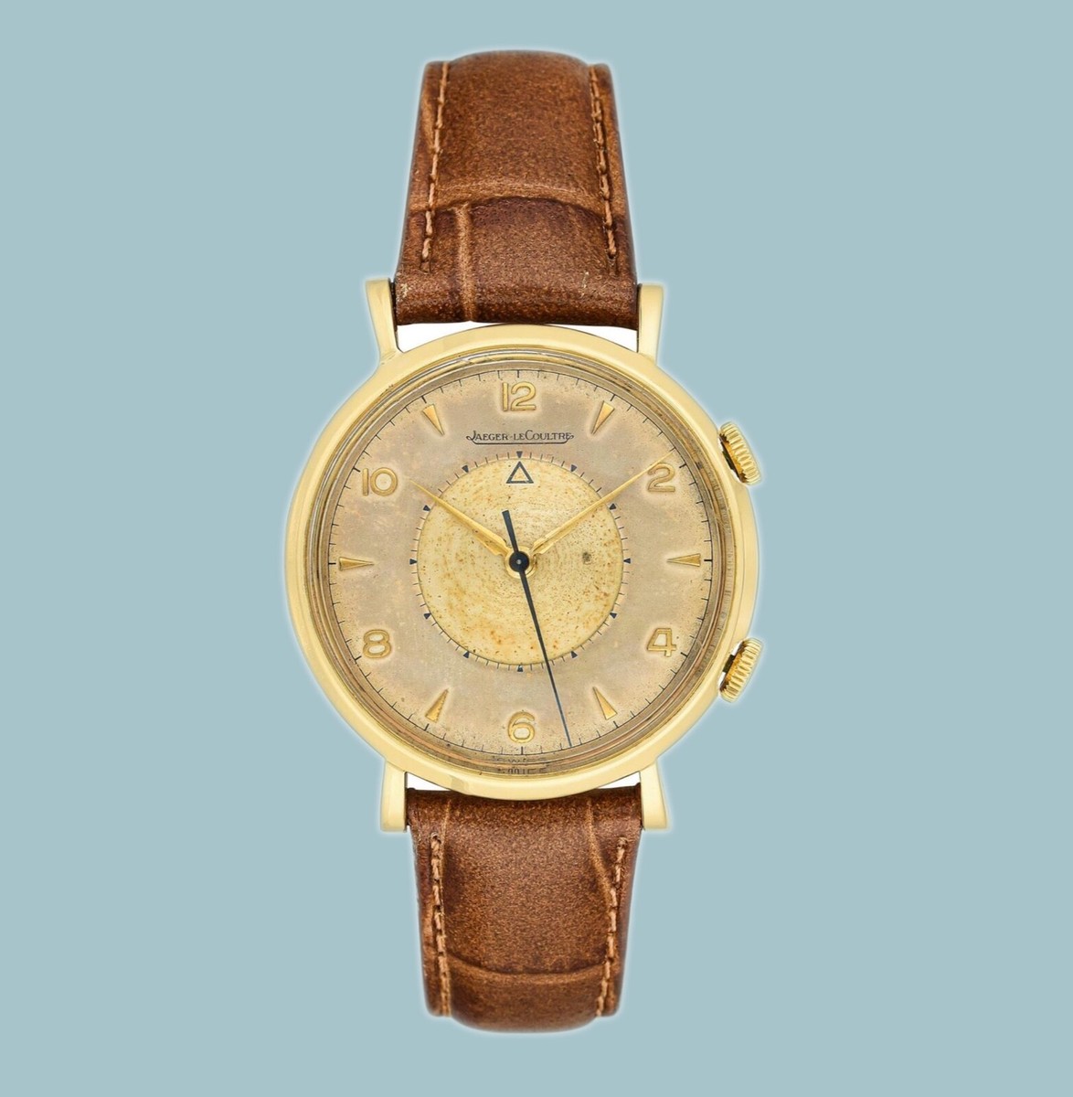 Vintage 1950s Men's Jaeger LeCoultre Memovox Watch 18K Yellow Gold w/alarm  disc