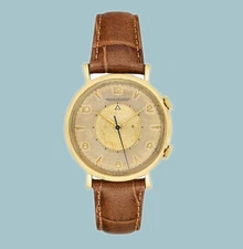 Vintage 1950s Men's Jaeger LeCoultre Memovox Watch 18K Yellow Gold w/alarm disc