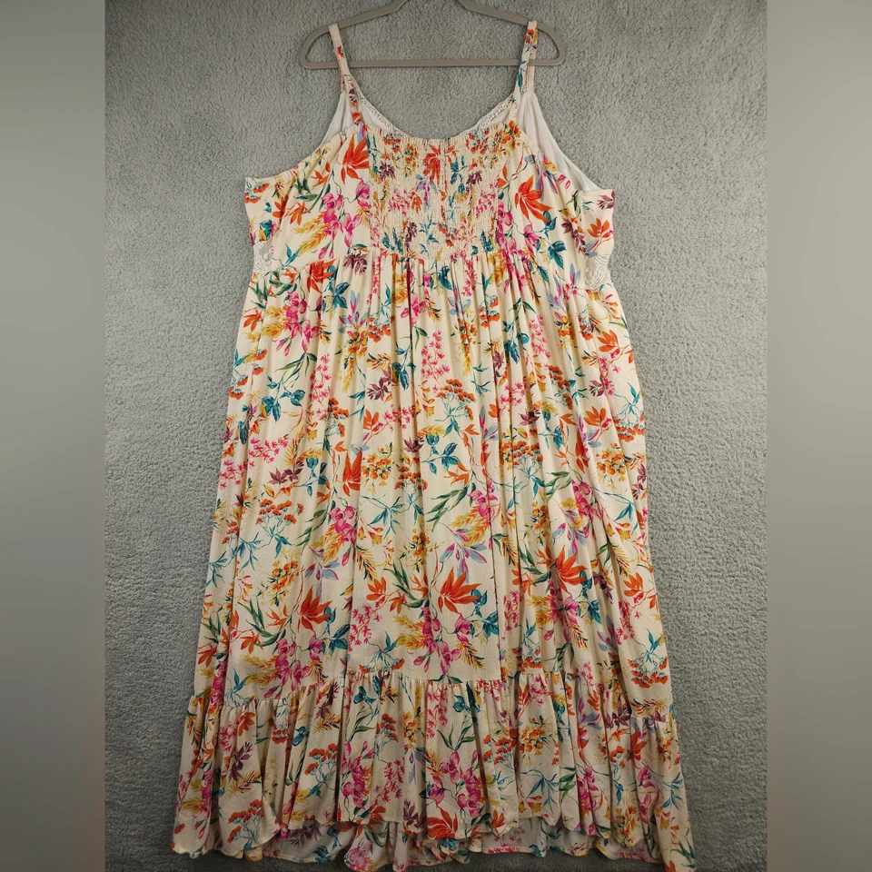 Vestido tórrido para mujer 5 5X marfil floral encaje inserción maxi bolsillos sin mangas boho Foto 2 de 4