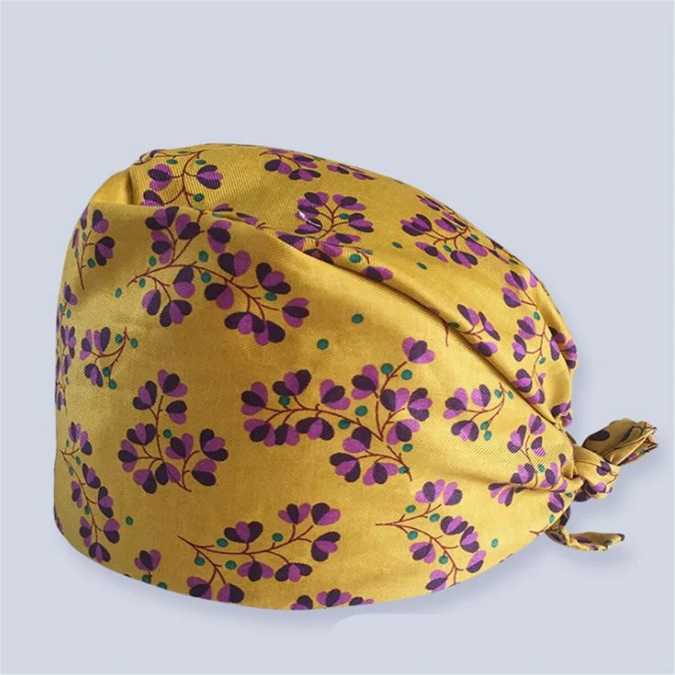 Men Women Adjustable Doctor Nurse Unisex Working Hat Printing Stylish Scrub Cap - Image 4 of 4