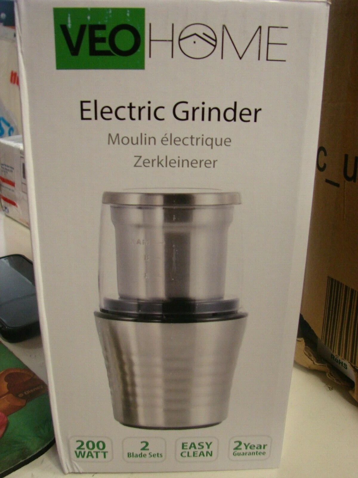 Coffee Food Grinder 2 Storage Containers 2 Blades 200w Spices Seeds Nuts Wet Dry