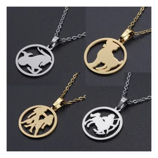 Stainless Steel Pendant Necklace Lobster Zodiac Sign Aries Gold 15.7" 1.5mm P68