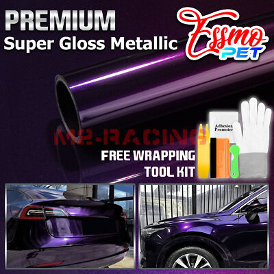 ESSMO PET Super Gloss Metallic Midnight Purple Car Vinyl Wrap Decal Like Paint
