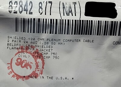 Belden 82842 24/2P Low Cap EIA RS-485 Twist Pair Shielded Cable CMP White /10ft