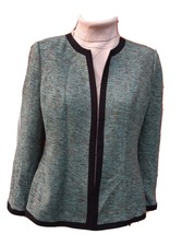 Jones New York Teal Black Silk Mix Tweed Jacket .. Uk 12