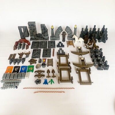 Lot of 100 Mega Bloks Dragons Castle Replacement Mini Figs Flags Parts & Pieces