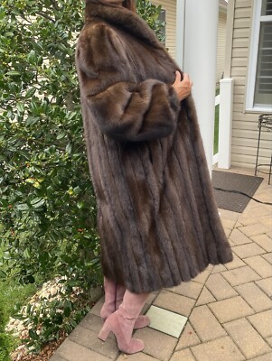 Lanvin Furs Quiet Luxury Nat Mink Fur Coat Brown Sz 8-10 Midi Old