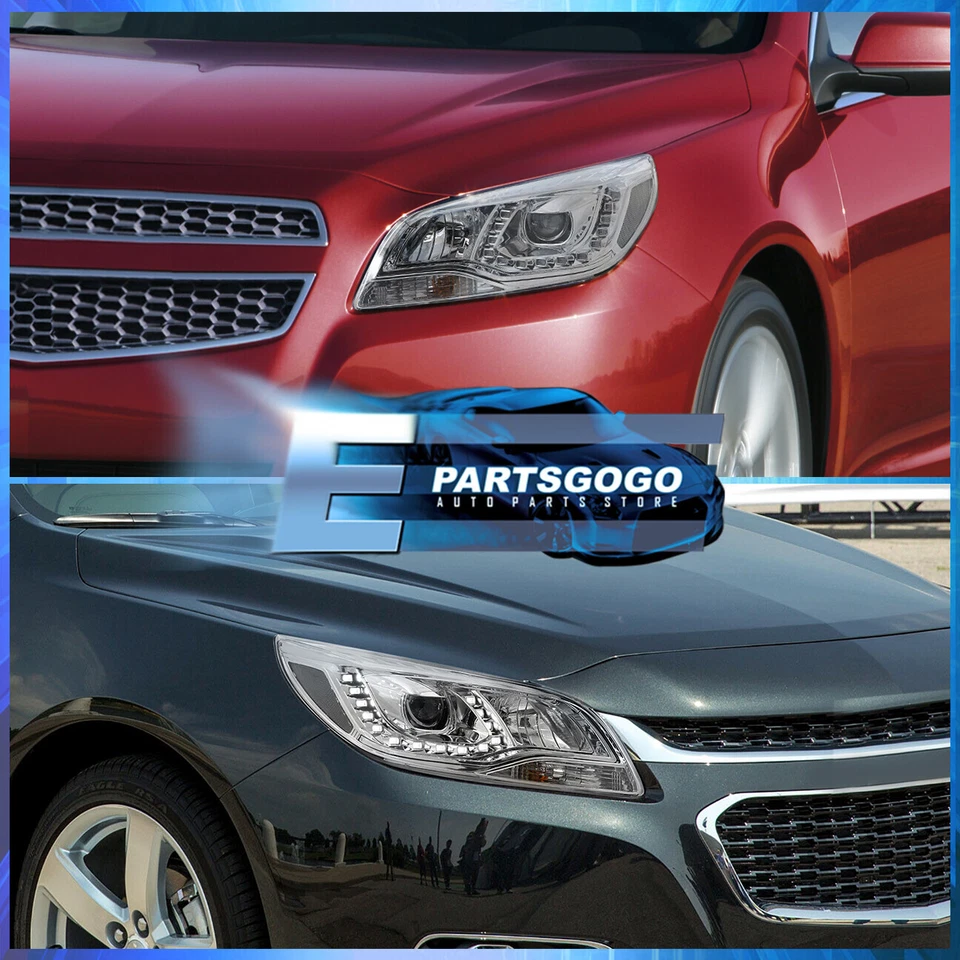 For 13-15 Chevy Malibu Chrome LED DRL Halo Projector Headlights Lamps Left+Right Foto 2 de 4