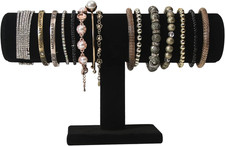T-Bar Bracelet Holder Jewelry Display Stand Watch Rack Organizer Black Velvet