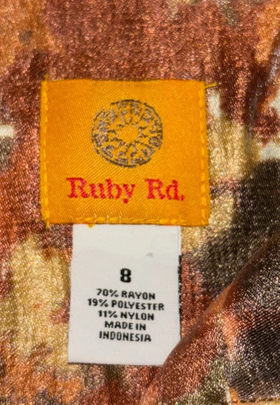 Ruby Rd Jacket Abstract Print Rust Green Full Zip Womens Size 8 Mock Neck - Image 3 of 4