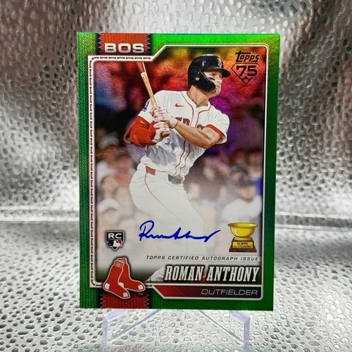 2026 Topps Series 1 Roman Anthony Red Sox Green Foil Rookie Auto /99 On Card