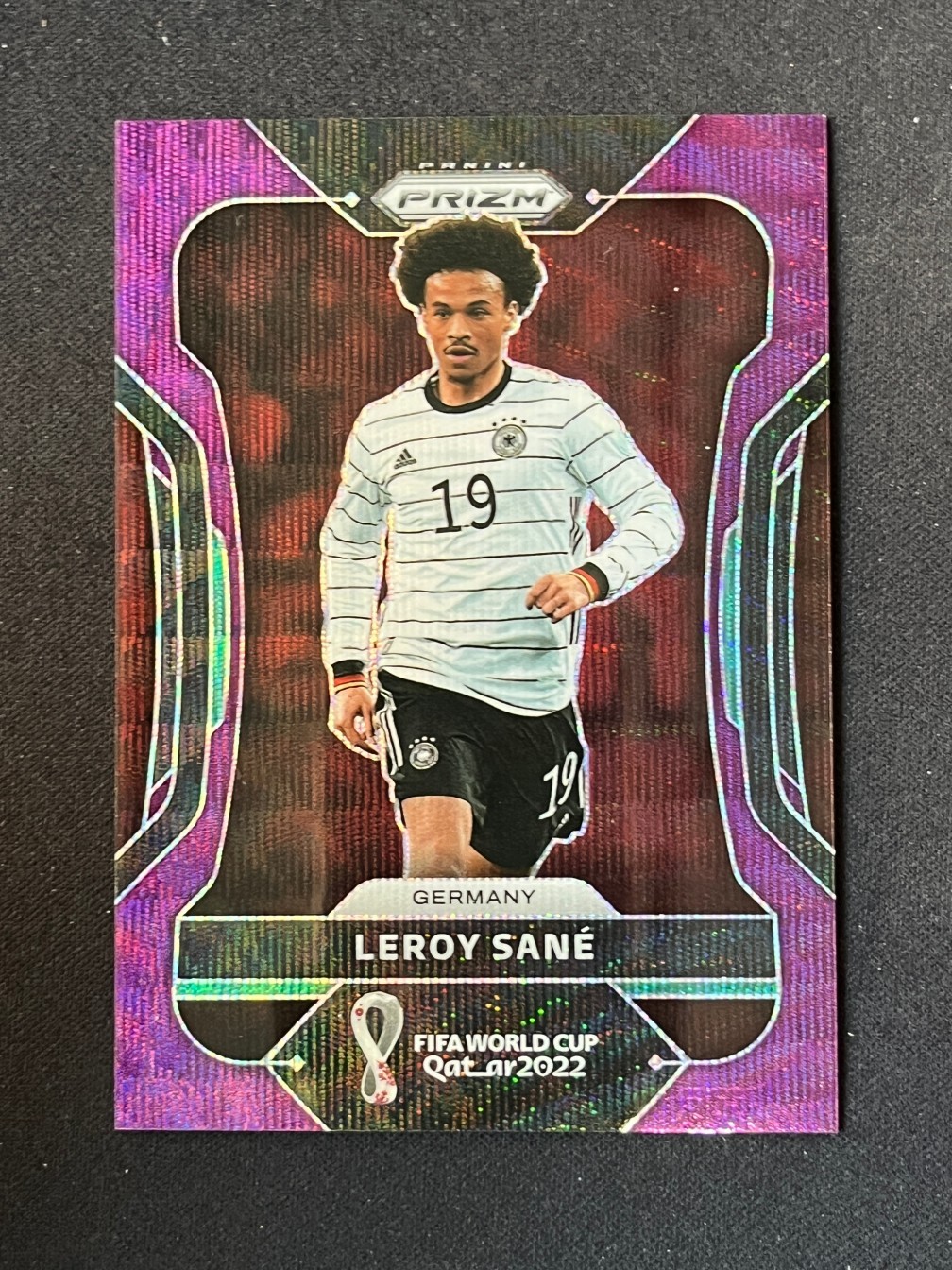 Leroy Sane 2022 Panini Prizm FIFA World Cup Qatar Purple Wave Prizm 34/99 #113